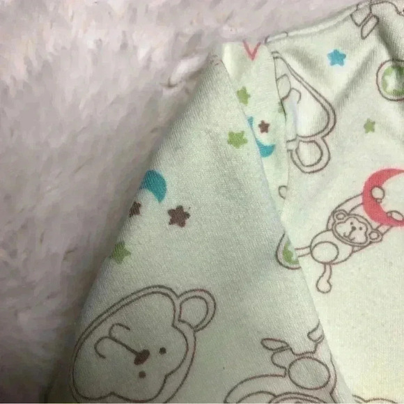 Pekkle Footed Onesie Pajamas Monkey Green /  Blue Size 3 Months - Picture 7 of 16